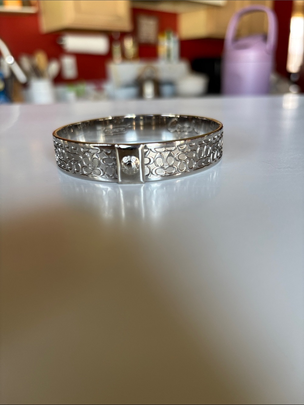 Coach Silver-Patterned Women's Bangle Bracelet